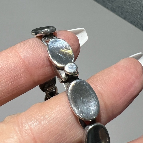 925 Vintage Mexico Sterling Silver Disk Link Bracelet - Picture 6 of 13